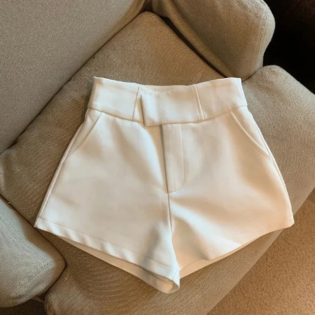 Women High Waist 2024 Summer Shorts White Black Vintage Streetwear