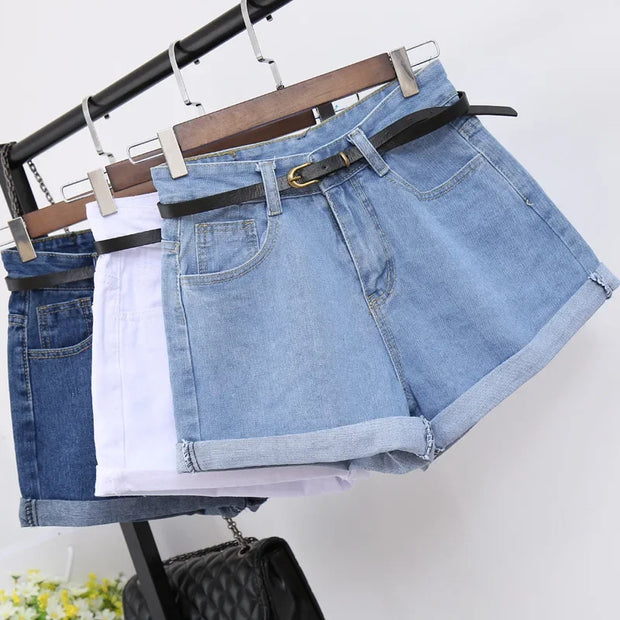 Female Loose Leg Wide Pants Booty Shorts Denim 2024