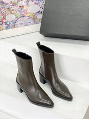 leather pointed high-heeled ankle boot ladies chelsea boots