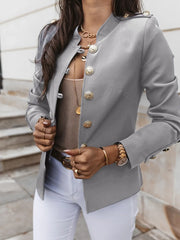 Neck Long Sleeve Jacket Outerwear Office Lady Fashion Elegant Coat