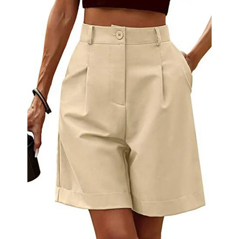 Women Shorts Solid Color Loose Breathable Ladies Summer Suit Pants