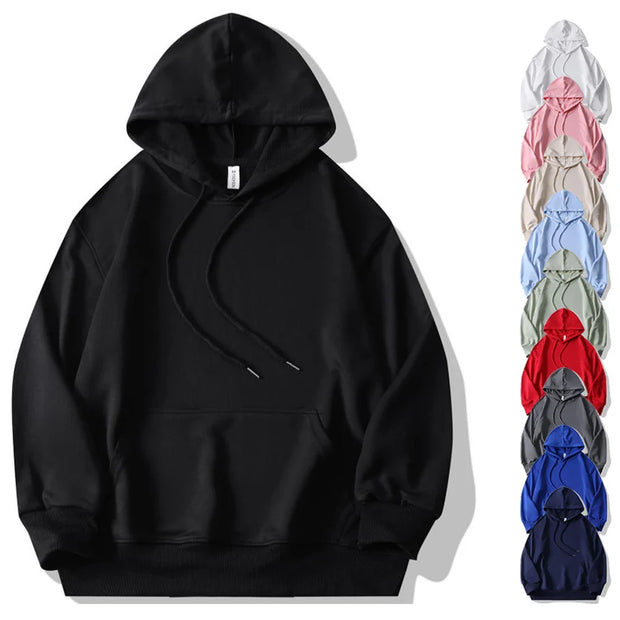 Men Hooded Sweatshirt Drop Shoulder Baggy Black Hoodies