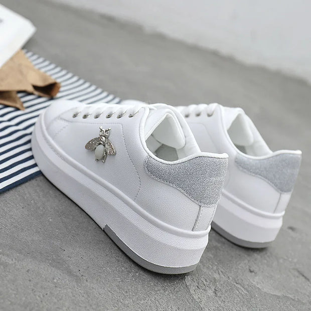 Sneakers White Shoes Fashion Rhinestone Hight Quality Lady Footware