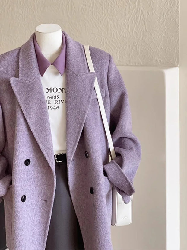 Gentle Purple Woolen Coat