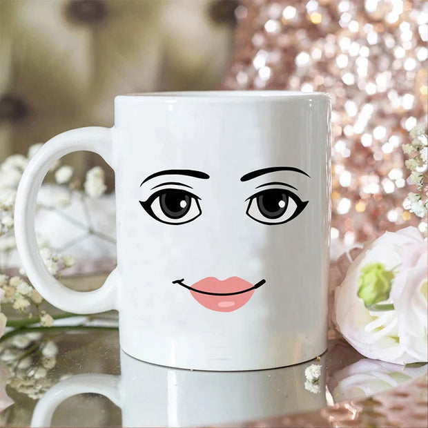 Woman Faces Coffee Mug Cute Gamer Birthday Gift Back