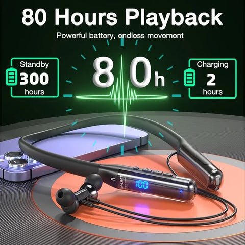 Microphone Wireless Headphones Bass Stereo Neckband Bluetooth 5