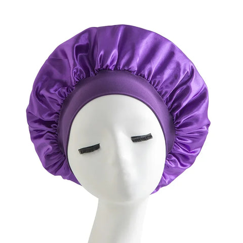 High Elastic Satin Solid Wide-brimmed Sleeping Hat Unisex Head Wrap