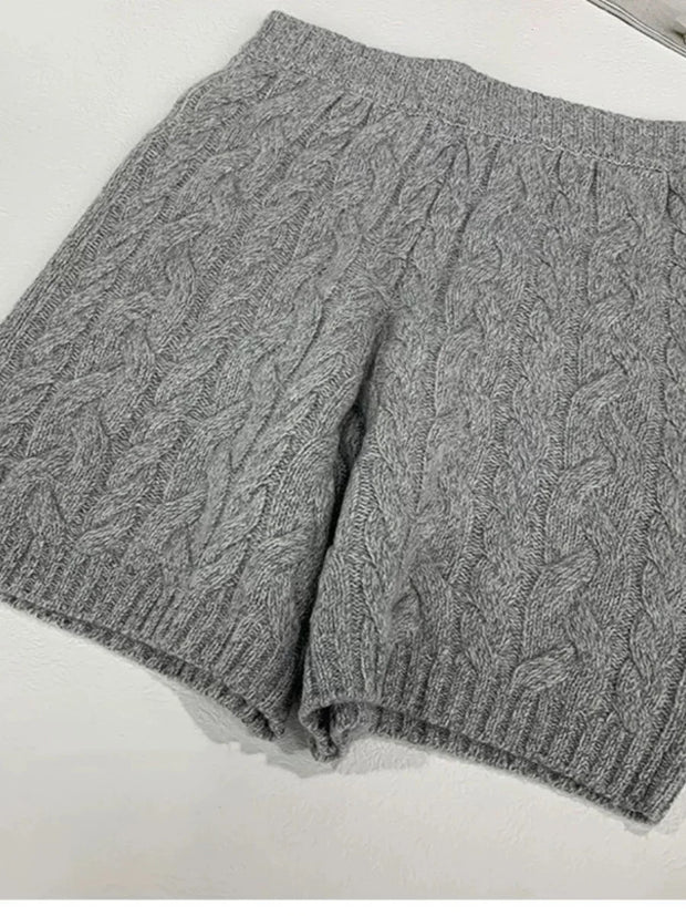 comfortable plain twisted knitted Girls knit pant