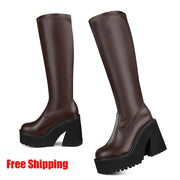 GIGIFOX Chunky High Heeled Punk Platform Boots