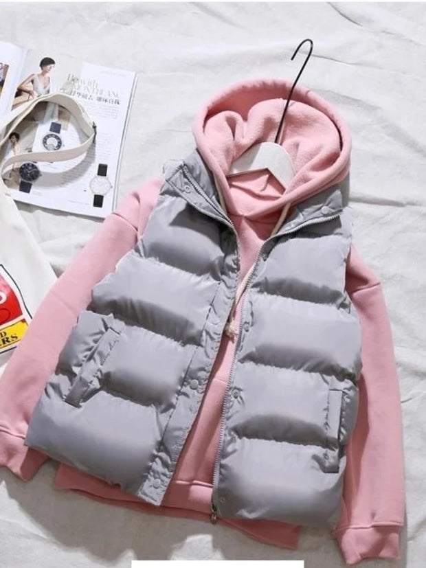 Women Winter Warm Cotton Vests Sleeveless Parkas Jacket