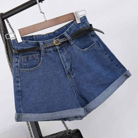 Female Loose Leg Wide Pants Booty Shorts Denim 2024