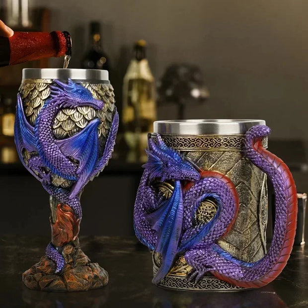 Creative 3D Dragon Beer Cup Resin 304 Stainless Steel Gothic Wine