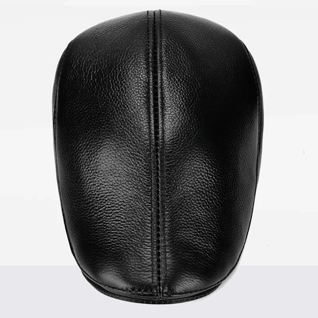 outdoor leather hat winter Berets male warm Ear protection cap