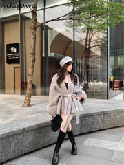 Women Patchwork Long Sleeve Bandage Outwear Korean Y2k Clothing