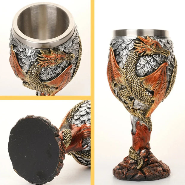 Creative 3D Dragon Beer Cup Resin 304 Stainless Steel Gothic Wine