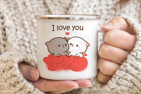 Goma cat Enamel cup Coffee tea Mug cute animal Breakfast Dessert