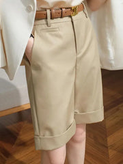 Summer High Waist Straight Cargo Shorts Women Casual Baggy Pants