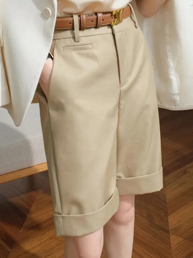 Summer High Waist Straight Cargo Shorts Women Casual Baggy Pants