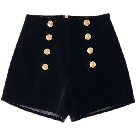 Velvet Black High Waist Slim Shorts Thicked Women'