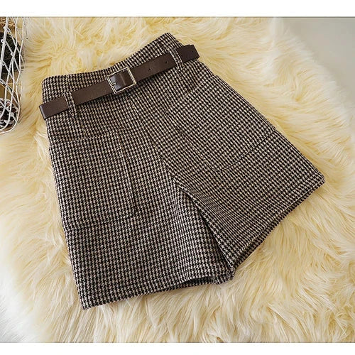 high waist retro slim boots size woolen pocket wide leg pants