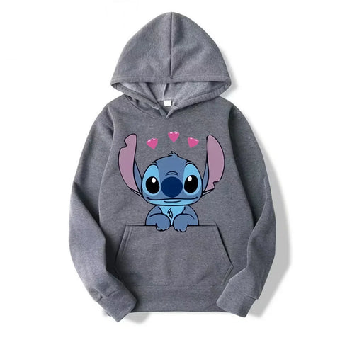 Disney Stitch Cartoon Anime Women Pullover Men Oversized Hoodie 2024