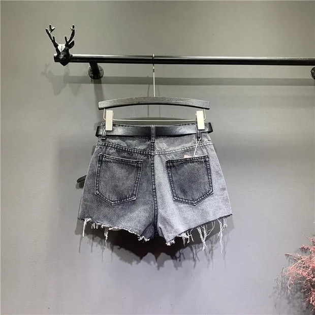 Vintage Sexy Ripped Fashion Wide Leg Korean Elegant Short Pants