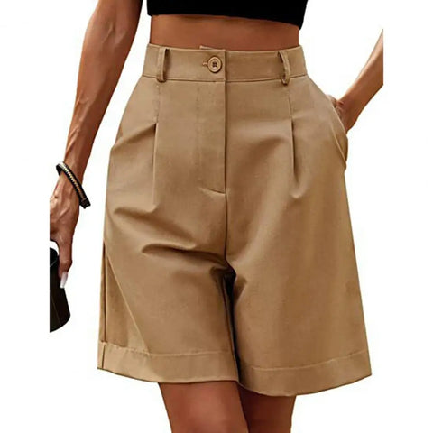 Women Shorts Solid Color Loose Breathable Ladies Summer Suit Pants