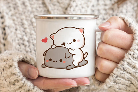 Goma cat Enamel cup Coffee tea Mug cute animal Breakfast Dessert