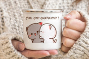 Goma cat Enamel cup Coffee tea Mug cute animal Breakfast Dessert