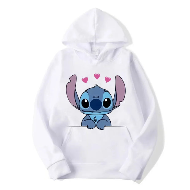 Disney Stitch Cartoon Anime Women Pullover Men Oversized Hoodie 2024