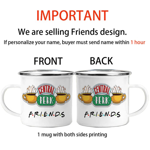 Central Perk Design Cup 12oz Enamel Wholesale Coffee Mug Tea Milk Cup