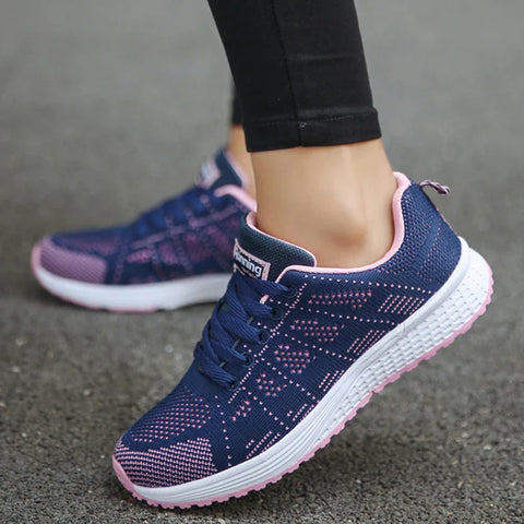 Fashion Breathable Trainers Comfortable Sneakers Mesh Fabric Lace