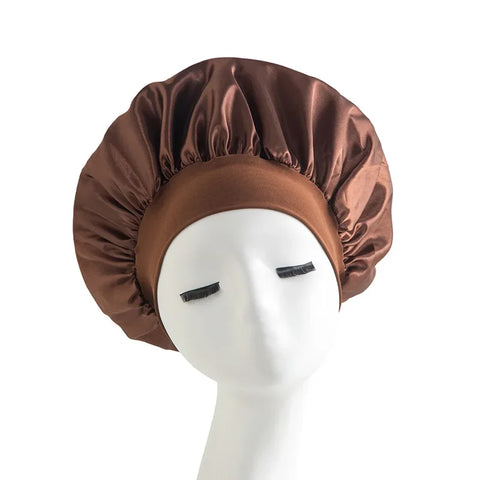 High Elastic Satin Solid Wide-brimmed Sleeping Hat Unisex Head Wrap