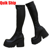 GIGIFOX Chunky High Heeled Punk Platform Boots