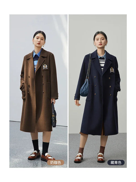 ziqiao 100% wool overcoat autumn winter long jacket