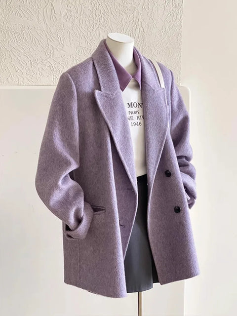 Gentle Purple Woolen Coat