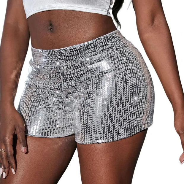 Glittery Straight Leg Shorts Glittery Straight Leg Party Shorts