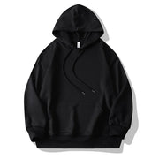 Men Hooded Sweatshirt Drop Shoulder Baggy Black Hoodies