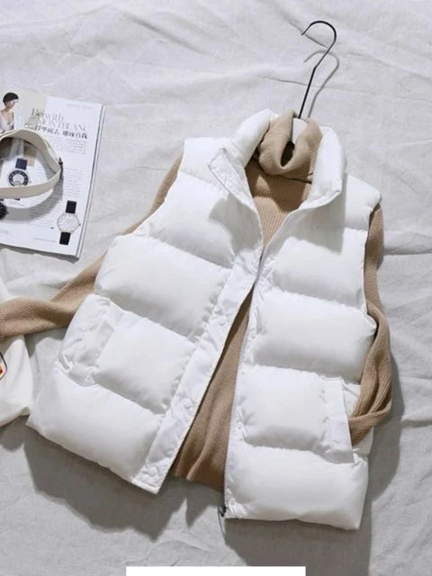 Women Winter Warm Cotton Vests Sleeveless Parkas Jacket