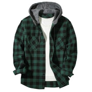 Hooded Long Sleeved Double Pockets Shirt Flannel Jacket Tops