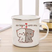 Goma cat Enamel cup Coffee tea Mug cute animal Breakfast Dessert