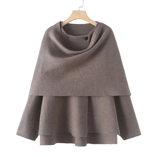 2023 Winter Female Scarf Coat Long Sleeve Knitted Asymmetric Jackets