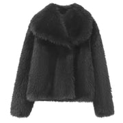 Fur Coat Women 2024 Plush Burgundy Bomber Jacket